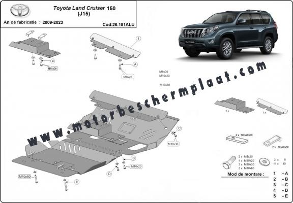 Motor  Beschermplaat voor Toyota Land Cruiser 150 - Aluminium