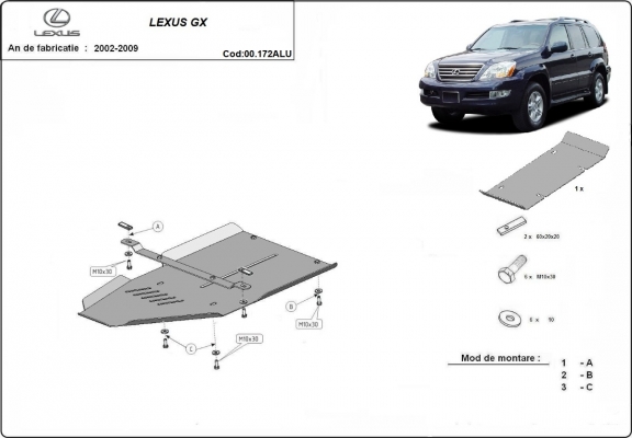 Versnellingsbak aluminium  Beschermplaat voor Lexus GX