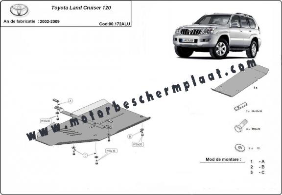 Versnellingsbak aluminium  Beschermplaat voor Toyota Land Cruiser J120 Versnellingsbak aluminium  Beschermplaat voor Toyota Land Cruiser J120