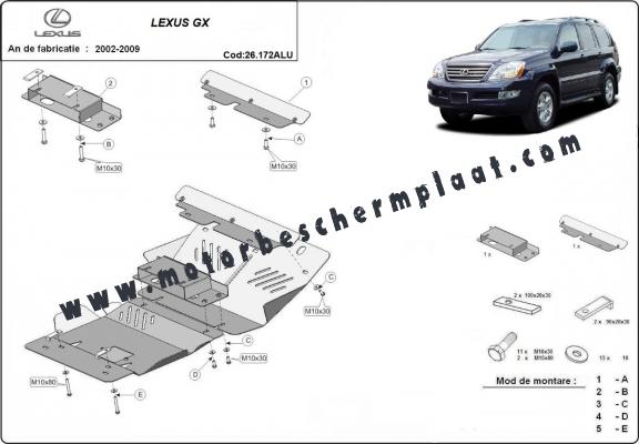 Motor  Beschermplaat voor Lexus GX- Aluminium Motor  Beschermplaat voor Lexus GX- Aluminium
