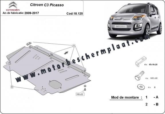 Motor en Versnellingsbak Beschermplaat voor Citroen C3 Picasso Motor en Versnellingsbak Beschermplaat voor Citroen C3 Picasso