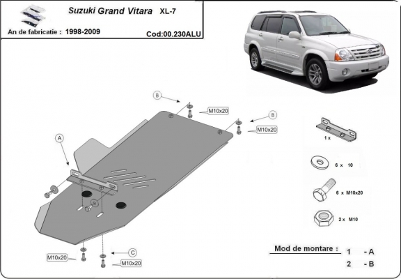 Versnellingsbak aluminium  Beschermplaat voor Suzuki Grand Vitara XL7