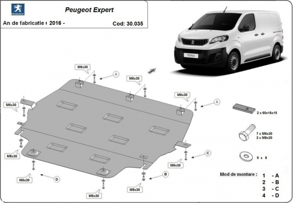 Motor Beschermplaat voor  Peugeot Expert