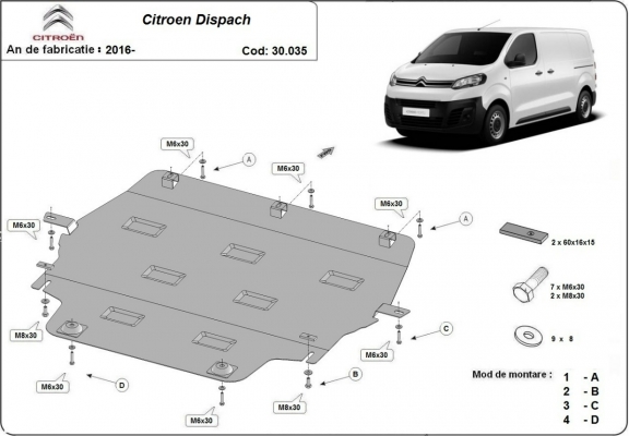 Motor Beschermplaat voor Citroen Dispatch