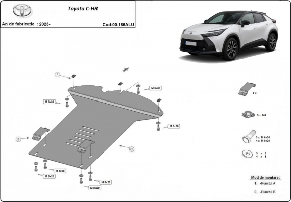 Aluminium katalysatorbeschermer / kat-slot voor Toyota C-HR
