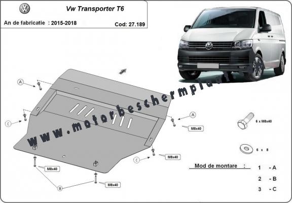 Motor, Versnellingsbak en Radiator Beschermplaat voor Volkswagen Transporter T6