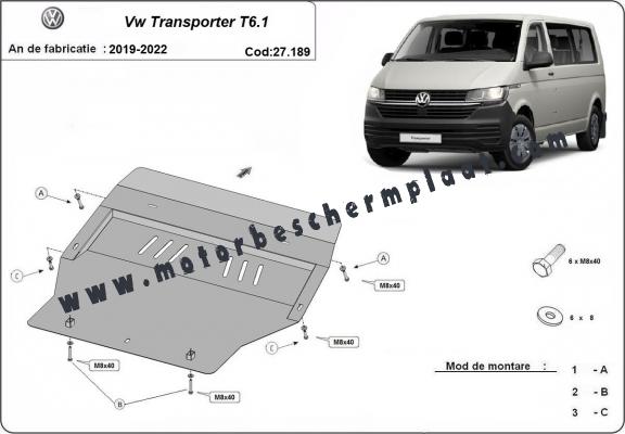 Motor, Versnellingsbak en Radiator Beschermplaat voor Volkswagen Transporter T6.1