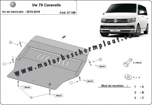 Motor, Versnellingsbak en Radiator Beschermplaat voor Volkswagen Transporter T6 Caravelle