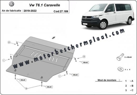 Motor, Versnellingsbak en Radiator Beschermplaat voor Volkswagen Transporter T6.1 Caravelle