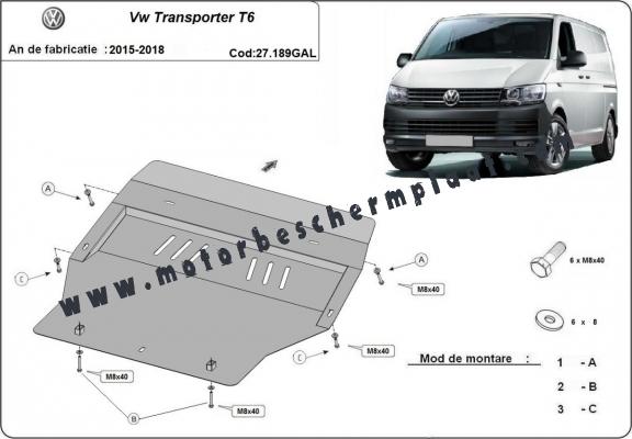 Motor, Versnellingsbak en Radiator gegalvaniseerd staal  Beschermplaat voor Volkswagen Transporter T6