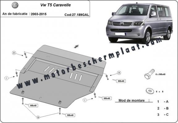 Motor, Versnellingsbak en Radiator gegalvaniseerd staal  Beschermplaat voor Volkswagen Transporter T5 Caravelle