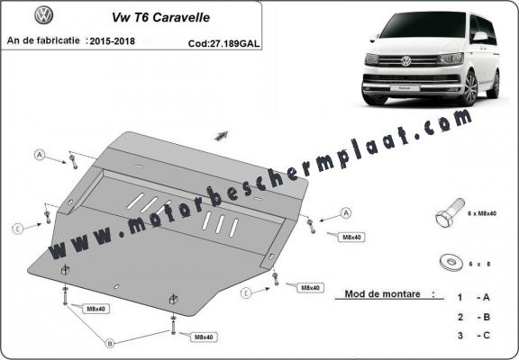 Motor, Versnellingsbak en Radiator gegalvaniseerd staal  Beschermplaat voor Volkswagen Transporter T6 Caravelle