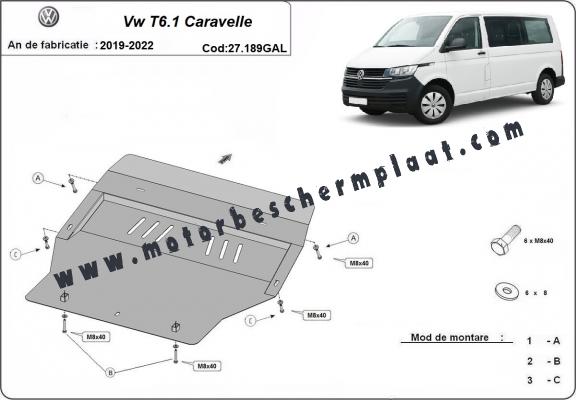 Motor, Versnellingsbak en Radiator gegalvaniseerd staal  Beschermplaat voor Volkswagen Transporter T6.1Caravelle