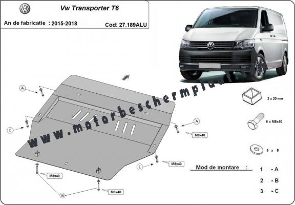 Motor, Versnellingsbak en Radiator Beschermplaat voor Volkswagen Transporter T6 - aluminium