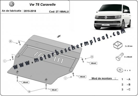 Motor, Versnellingsbak en Radiator Beschermplaat voor Volkswagen Transporter T6 Caravelle - aluminium
