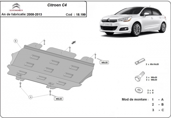 Motor en Versnellingsbak Beschermplaat voor Citroen C4