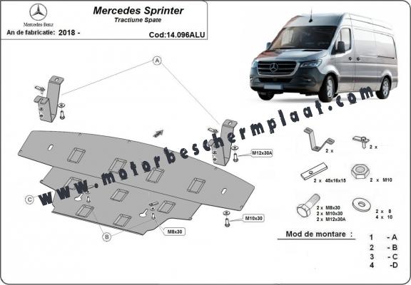 Motor, Versnellingsbak en Radiator aluminium Beschermplaat voor Mercedes Sprinter - RWD