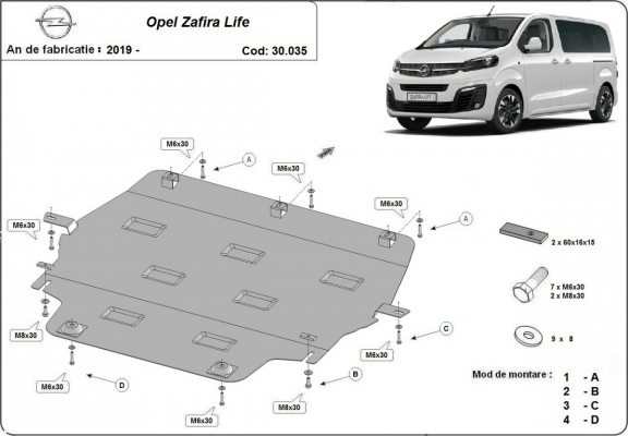 Motor Beschermplaat voor Opel Zafira Life