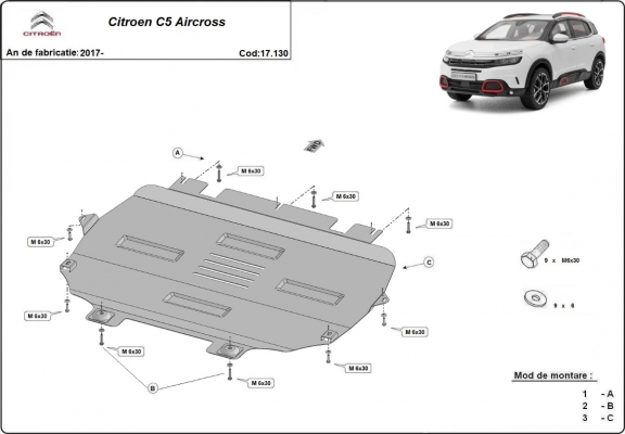Motor, Versnellingsbak en Radiator Beschermplaat voor Citroen C5 Aircross