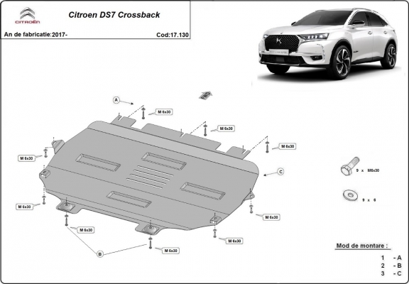 Motor, Versnellingsbak en Radiator Beschermplaat voor Citroen DS 7 Crossback