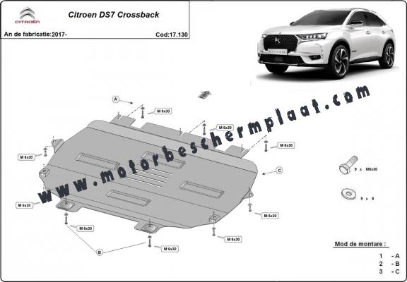 Motor, Versnellingsbak en Radiator Beschermplaat voor Citroen DS 7 Crossback