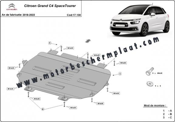 Motor, Versnellingsbak en Radiator Beschermplaat voor Citroen Grand C4 SpaceTourer