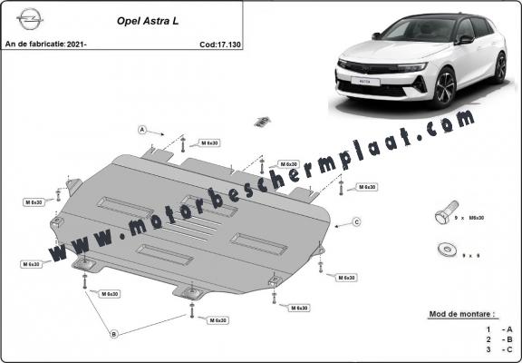 Motor, Versnellingsbak en Radiator Beschermplaat voor Opel Astra L