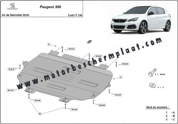 Motor, Versnellingsbak en Radiator Beschermplaat voor Peugeot 308