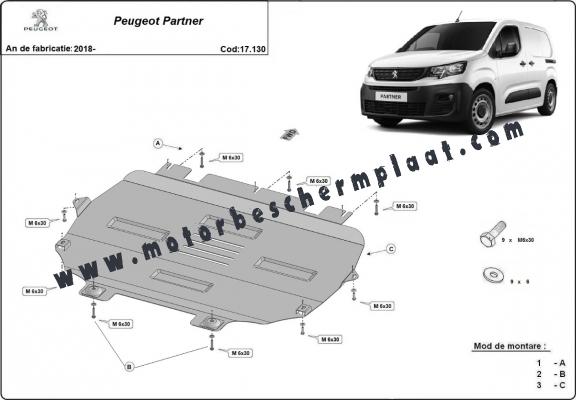 Motor en Versnellingsbak Beschermplaat voor Peugeot Partner