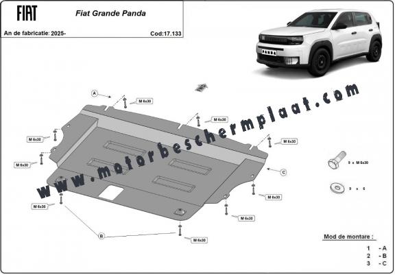 Motor en Versnellingsbak Beschermplaat voor Fiat Grande Panda