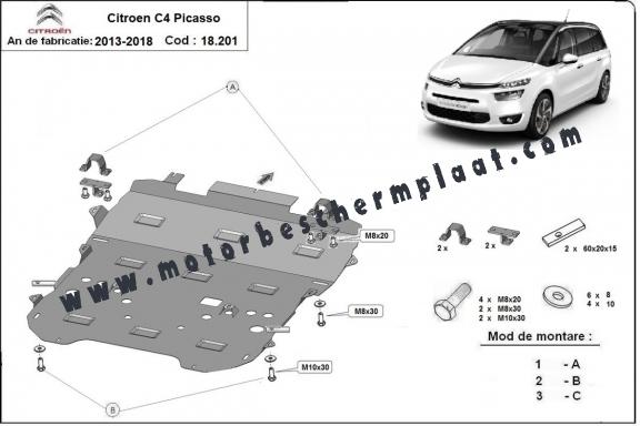 Motor en Radiator Beschermplaat voor Citroen C4 Picasso