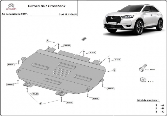 Motor en Versnellingsbak Beschermplaat voor Citroen DS7 Crossback - Aluminium