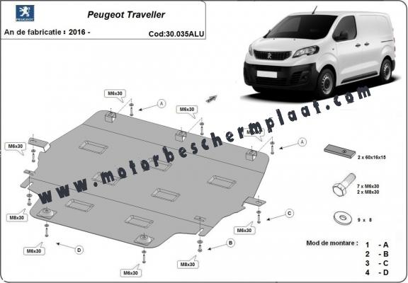 Motor en Versnellingsbak Beschermplaat voor Peugeot Traveller - Aluminium