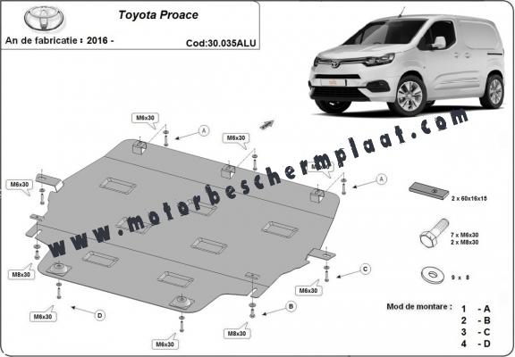 Motor en Versnellingsbak Beschermplaat voor Toyota Proace - Aluminium