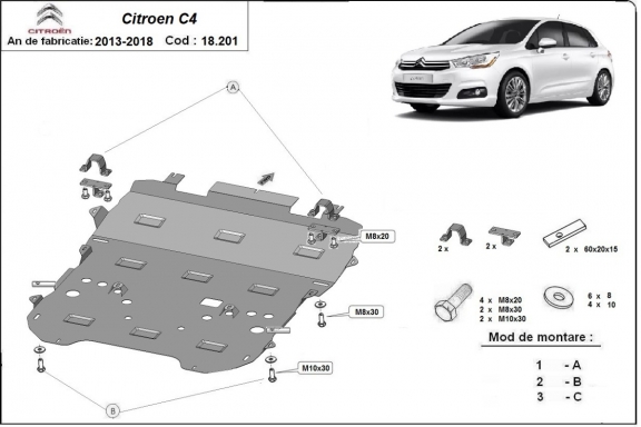 Motor en Radiator Beschermplaat voor Citroen c4