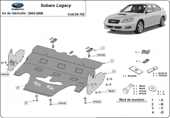 Motor en Radiator Beschermplaat voor Subaru Legacy IV