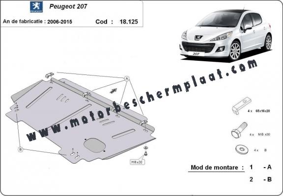 Motor, Versnellingsbak en Radiator Beschermplaat voor Peugeot 207