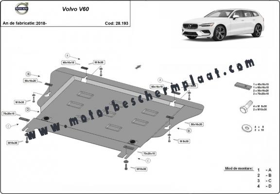 Motor, Versnellingsbak en Radiator Beschermplaat voor Volvo V60
