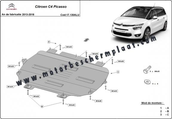 Motor en Versnellingsbak Beschermplaat voor Citroen C4 Picasso - Aluminium