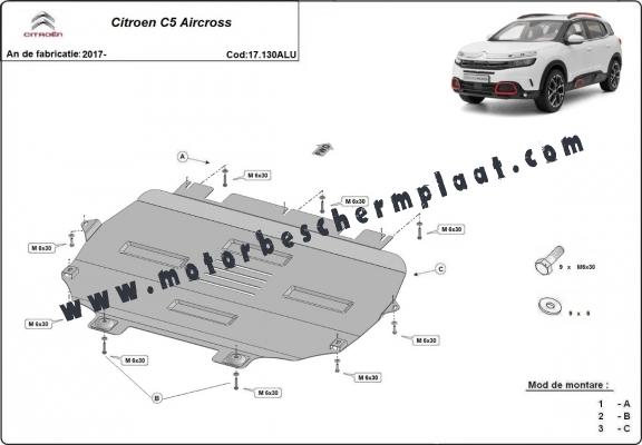 Motor en Versnellingsbak Beschermplaat voor Citroen C5 Aircross - Aluminium