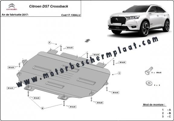 Motor en Versnellingsbak Beschermplaat voor Citroen DS7 Crossback - Aluminium