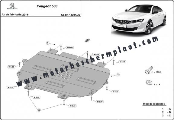 Motor en Versnellingsbak Beschermplaat voor Peugeot 508 - Aluminium