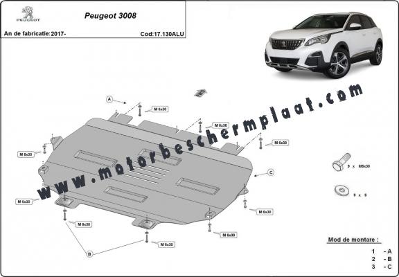 Motor en Versnellingsbak Beschermplaat voor Peugeot 3008 - Aluminium