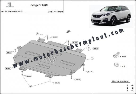 Motor en Versnellingsbak Beschermplaat voor Peugeot 5008 - Aluminium