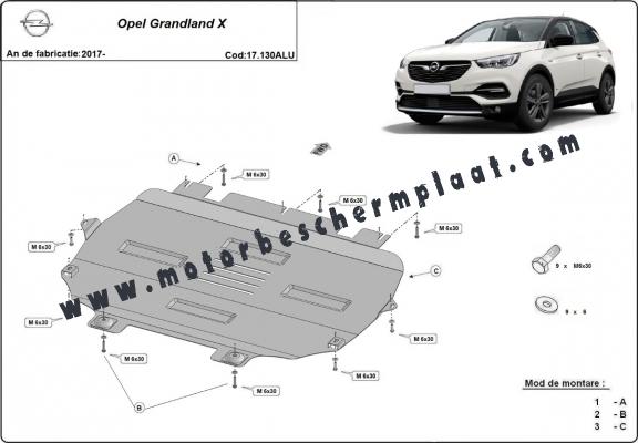 Motor en Versnellingsbak Beschermplaat voor Opel Grandland X - Aluminium