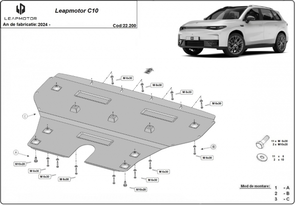 Motor, Versnellingsbak en Radiator Beschermplaat voor Leapmotor C10