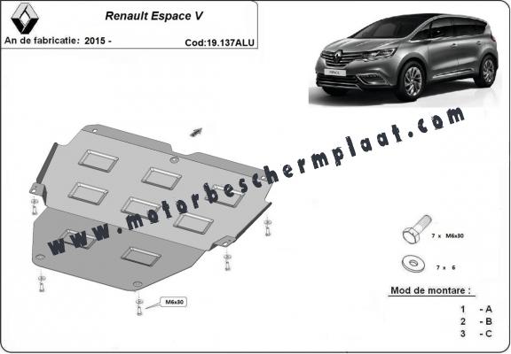 Aluminium Motor, Versnellingsbak en Radiator Beschermplaat voor Renault Espace