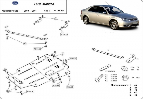 Motor, Versnellingsbak en Radiator Beschermplaat voor Ford Mondeo 3