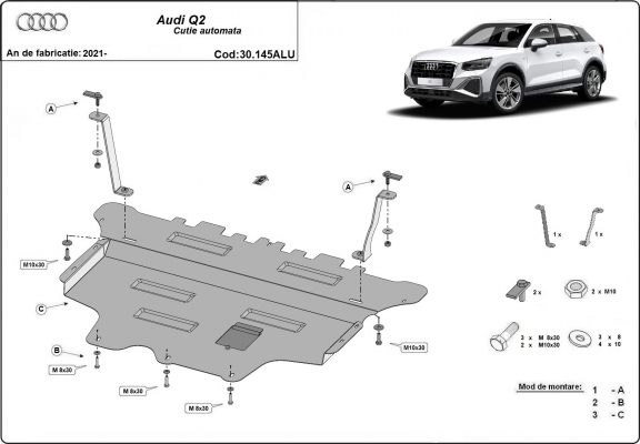 Aluminium Motor Beschermplaat voor Audi Q2