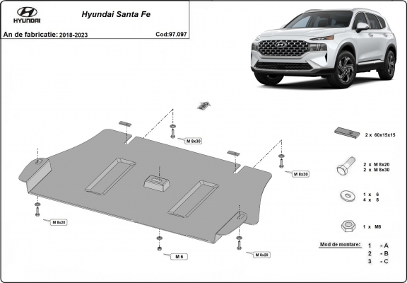 Katalysator/cat lock Beschermplaat voor Hyundai Sante Fe